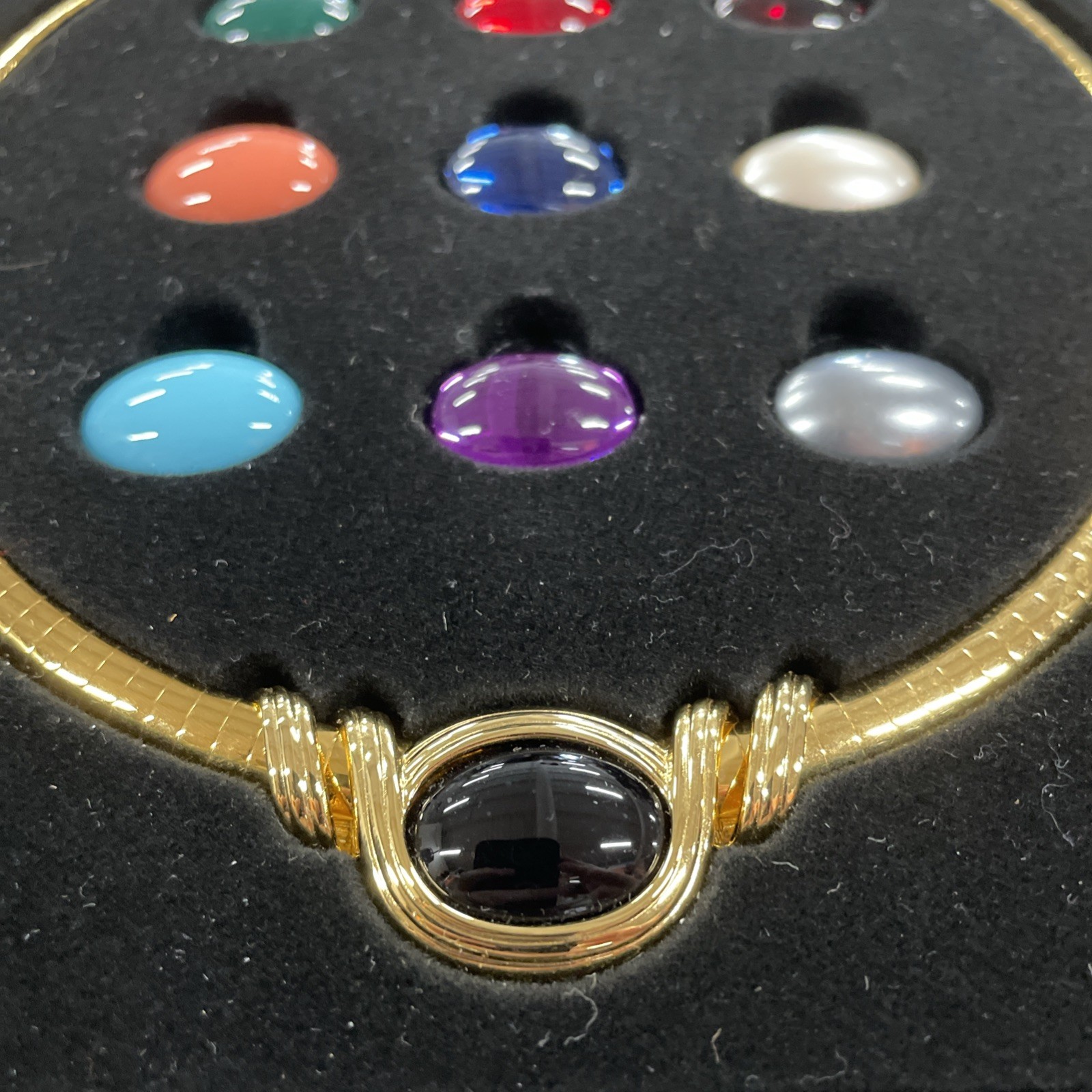 Joan Rivers Omega Slide Ten Color Cabochons Interchangeable Collar Necklace NIB