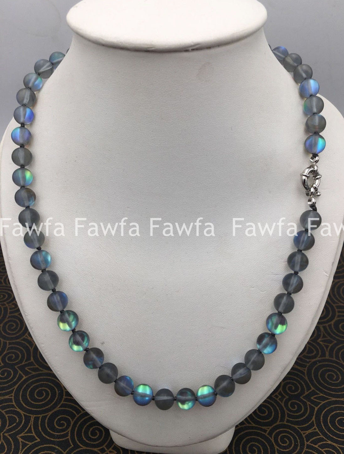 6/8/10/12mm Gray Rainbow Moonstone Gleamy Round Gems Beads Necklace 16-48″