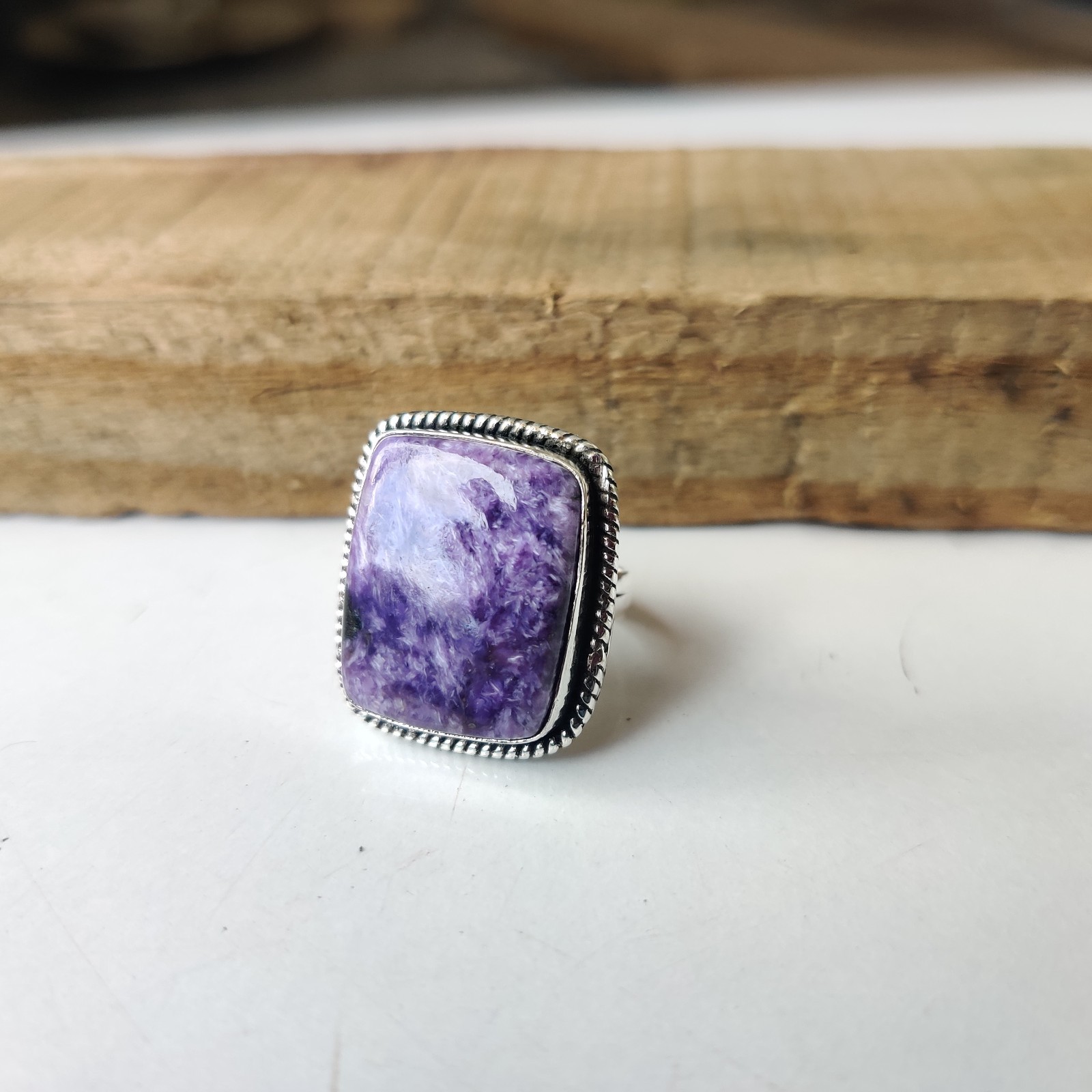 Natural Charoite Gemstone Ring 925 Sterling Silver Gift For Her Ring PG7413