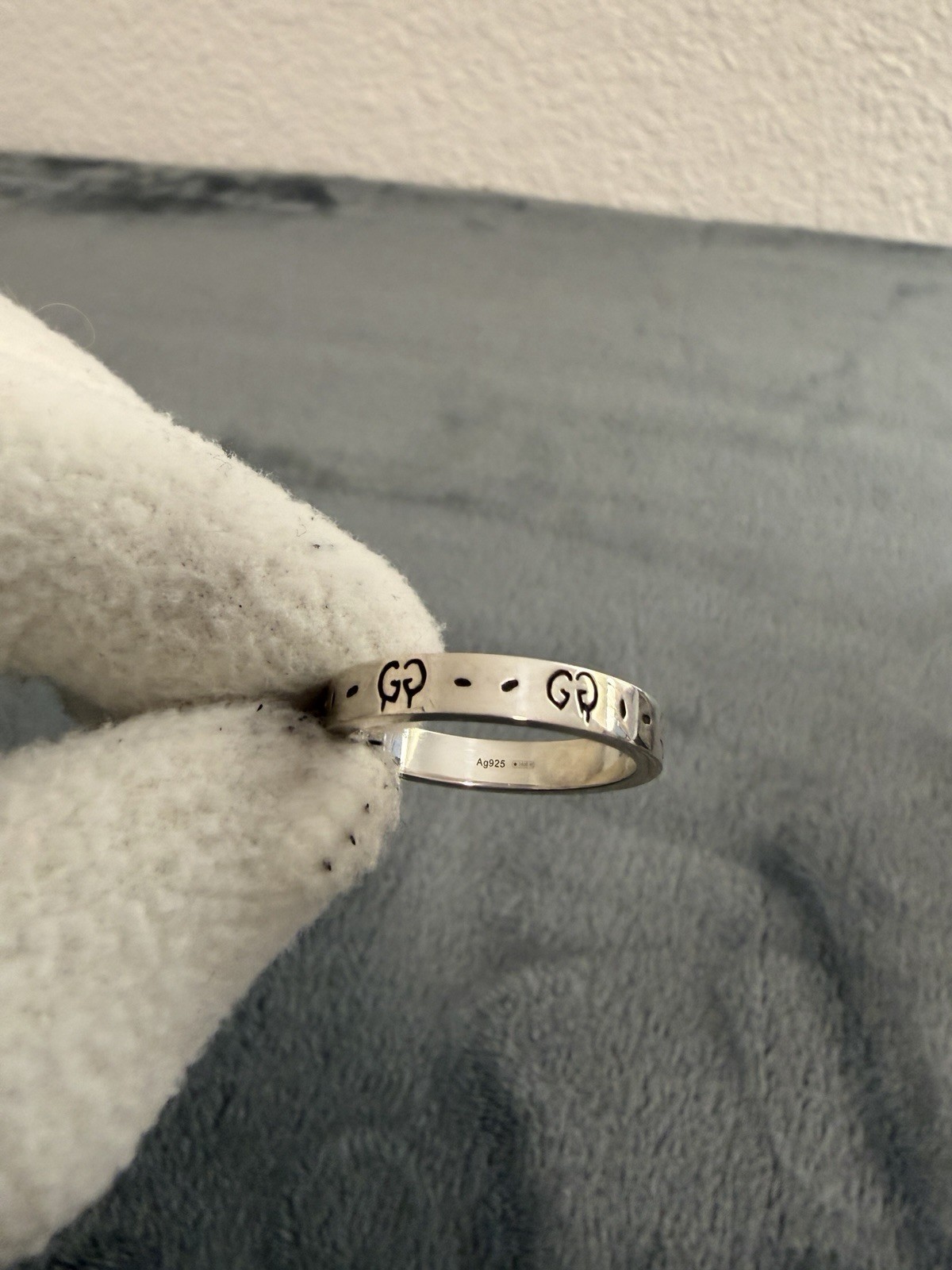 Brand New Gucci Ghost Sterling Silver 925 Costume Ring Size 19 (US 8.75)