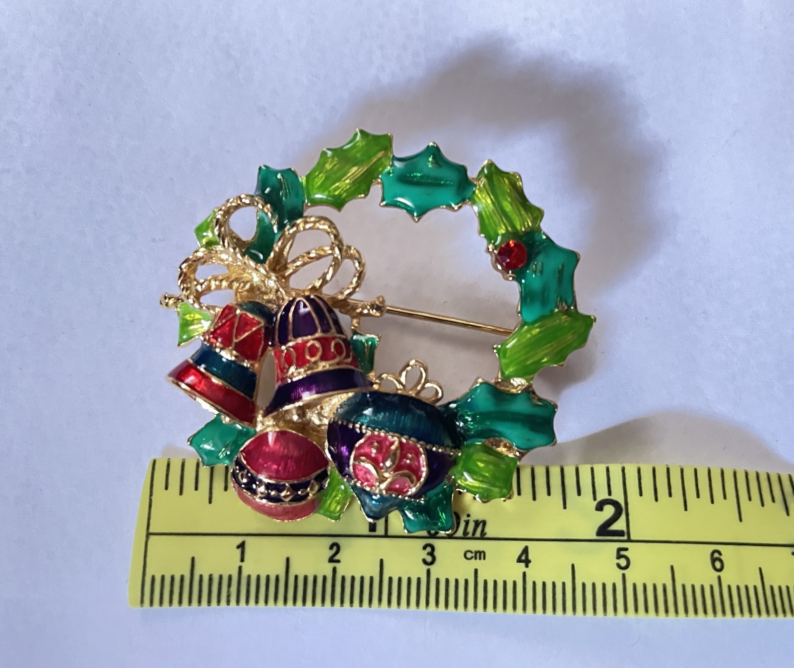 Christopher Radko Enamel Christmas Ornaments Wreath Brooch