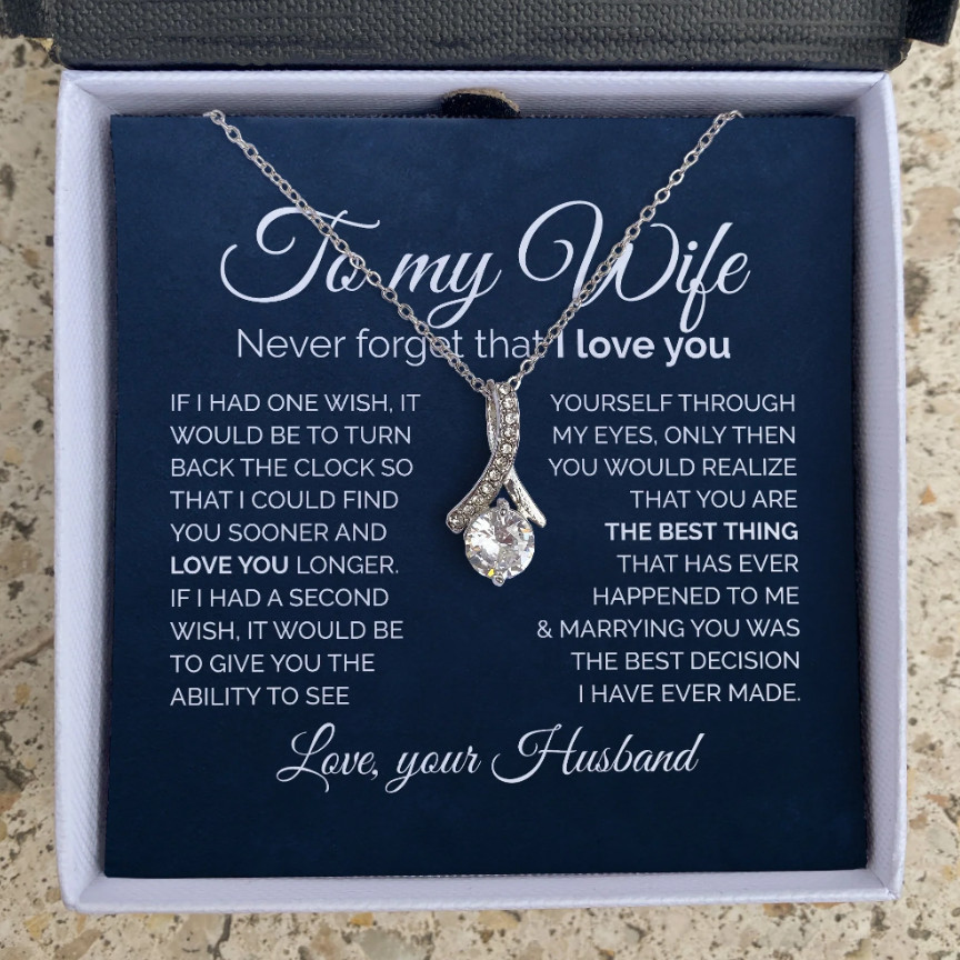 To My wife ribbon Necklace Meaningful Gift From husband birthday anniversary