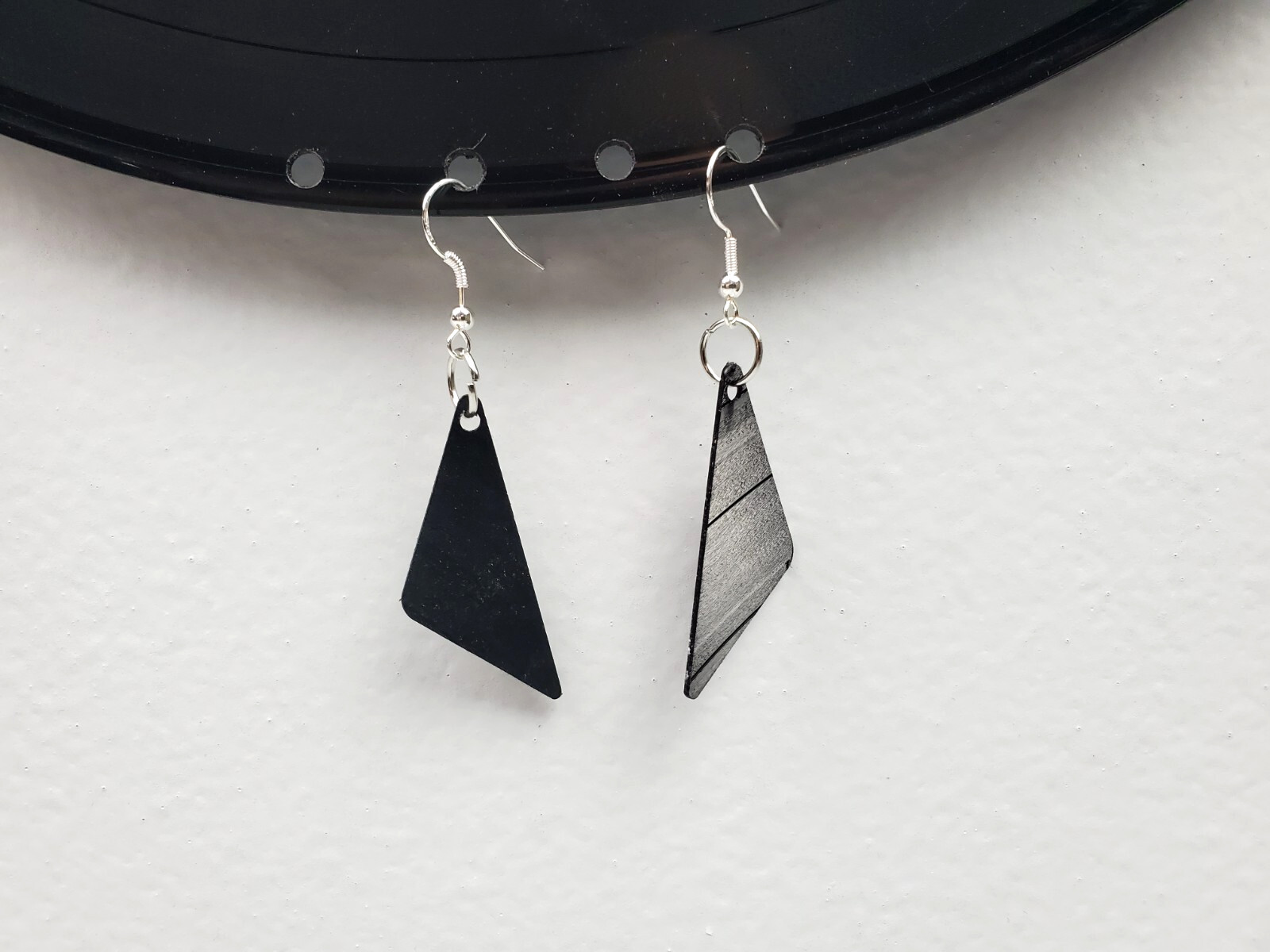 Repurposed Earrings Retro Upcycled Vinyl Record Album Geometric Shape 80s 90s