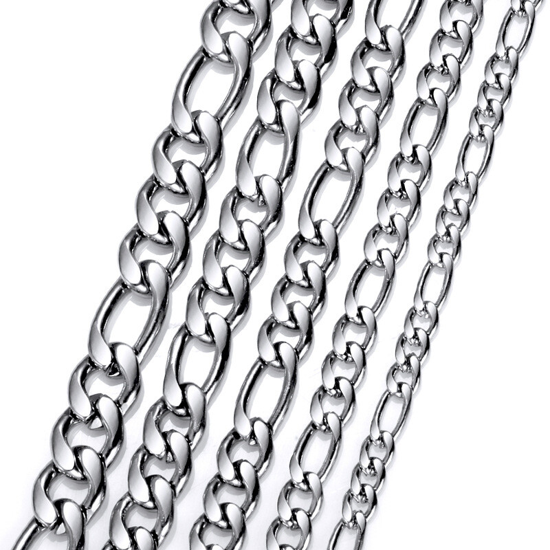 Men Women Stainless Steel Curb Link Figaro Necklace Choker Chain 7-30 inch Gift