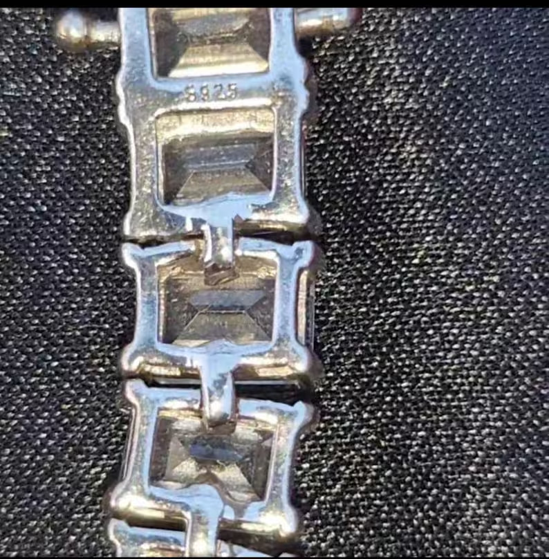 Bezel Treated Diamond 12 Ct Emerald Cut White Tennis Bracelet In 925 Silver