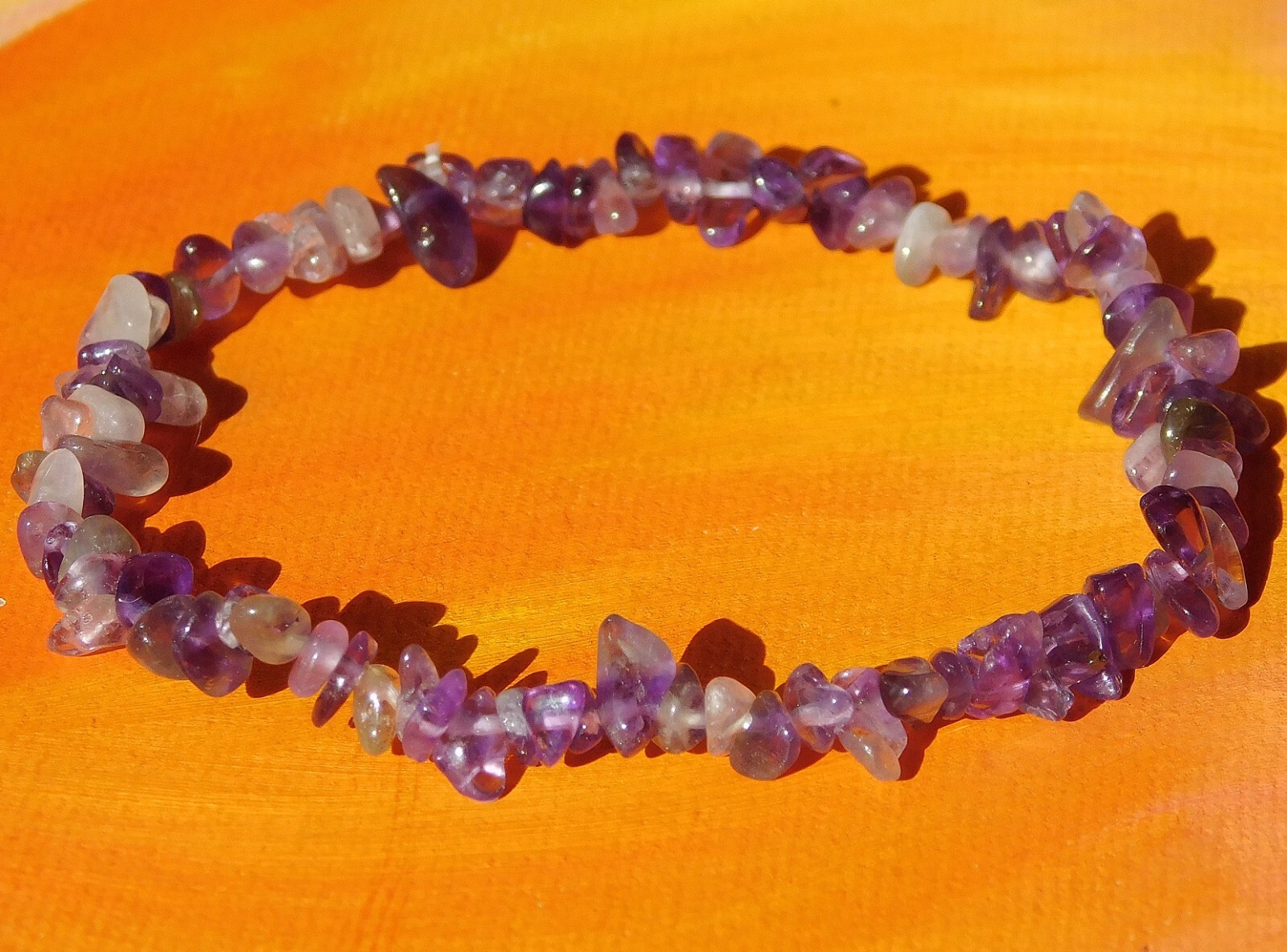 Handmade To Order – Gemstone Chip Beaded Bracelet – Natural Amethyst.