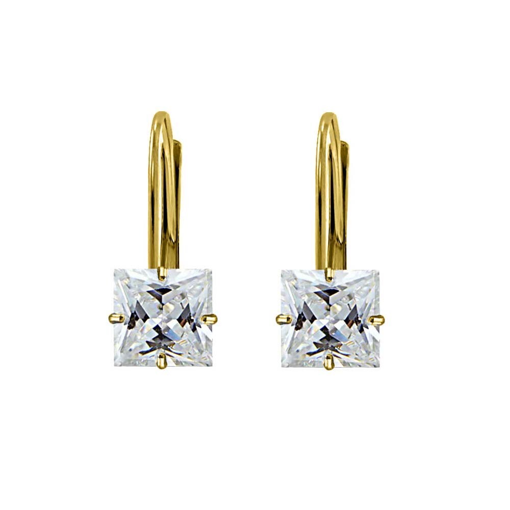2.00CTTW 925 Sterling Silver CZ Gold Leverback Earrings For Women – 3 Styles
