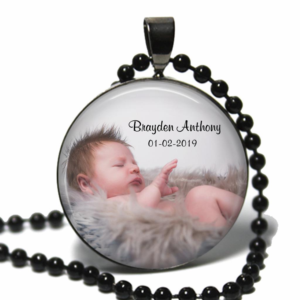 Custom Your Photo Necklace Glass Top Pendant & Chain Personalized Photo Jewelry