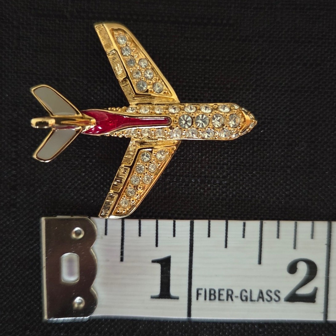 NIB Swarovski Crystal “Bridging The Pacific” Signed Airplane Pin Commemorative