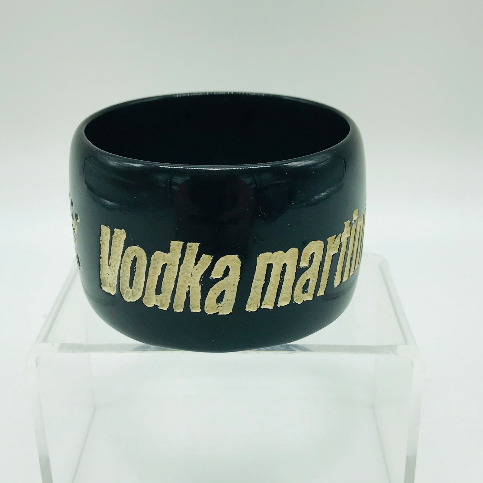 Jessica Kagan Cushman Vodka Martini Shaken Black Carved Cuff Bracelet
