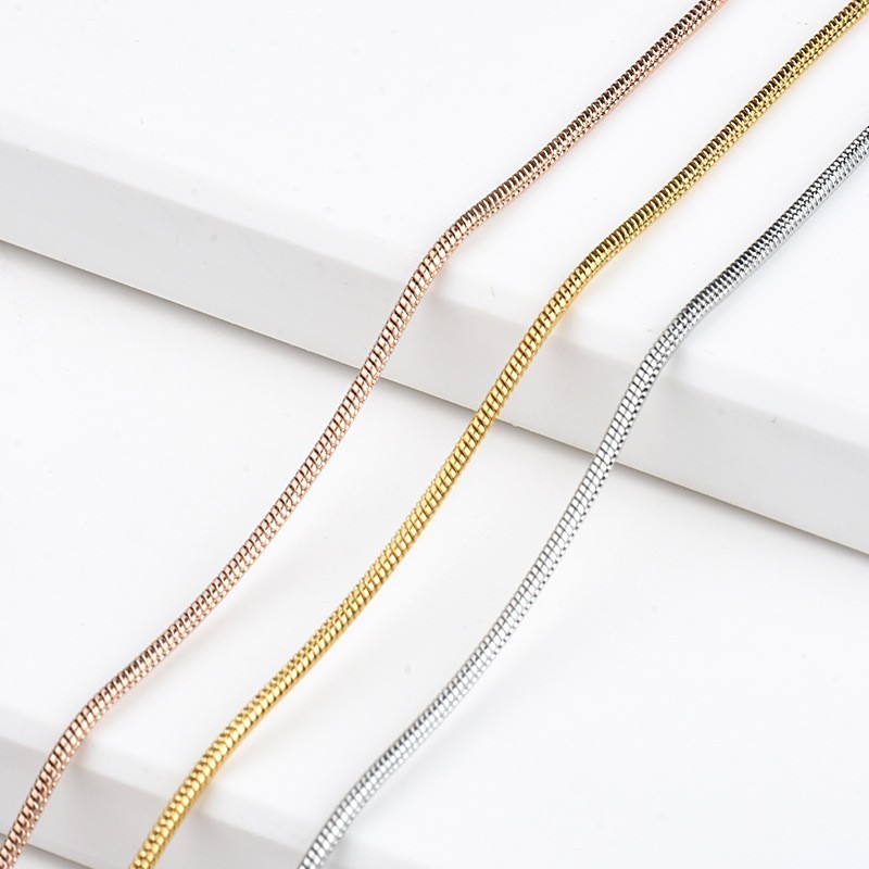 Stainless Steel Silver Gold Round Snake Chain Necklace Anti Tarnish w 2″Extender