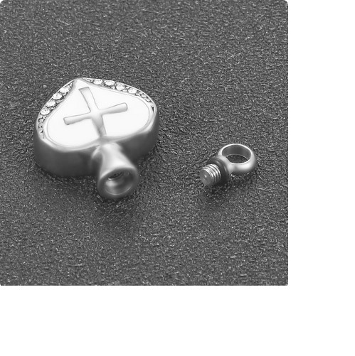 URN CREMATION ASHES WHITE HEART CZ Pendant On 20″ 925 Sterling Silver Necklace
