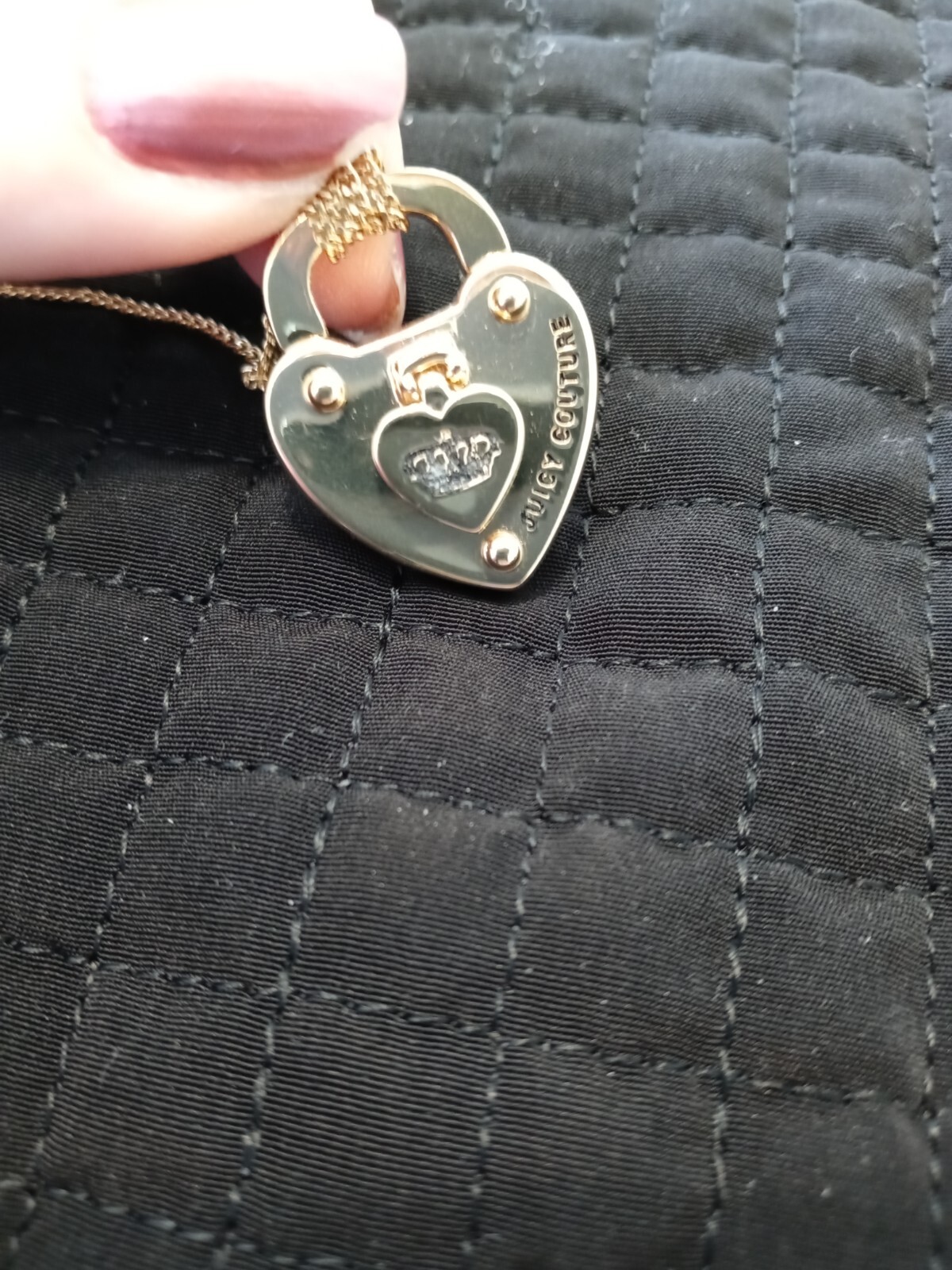 Vintage Juicy Couture Dual Strand Gold Plated Heart Padlock Necklace New in Box