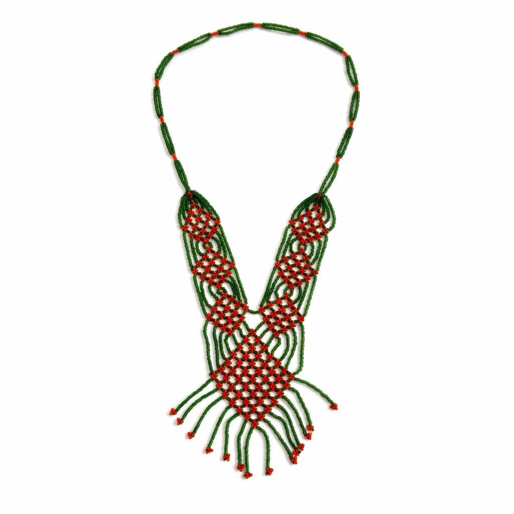 Vintage 60s Fringe Bib Necklace Hippie Native American Inspired Bohemian