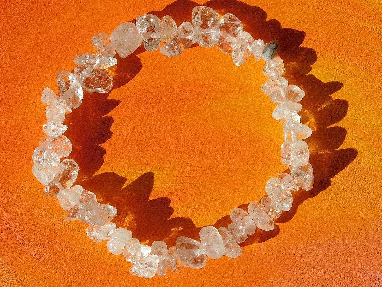 Handmade To Order – Gemstone Chip Beaded Bracelet – Natural Quartz Crystal.