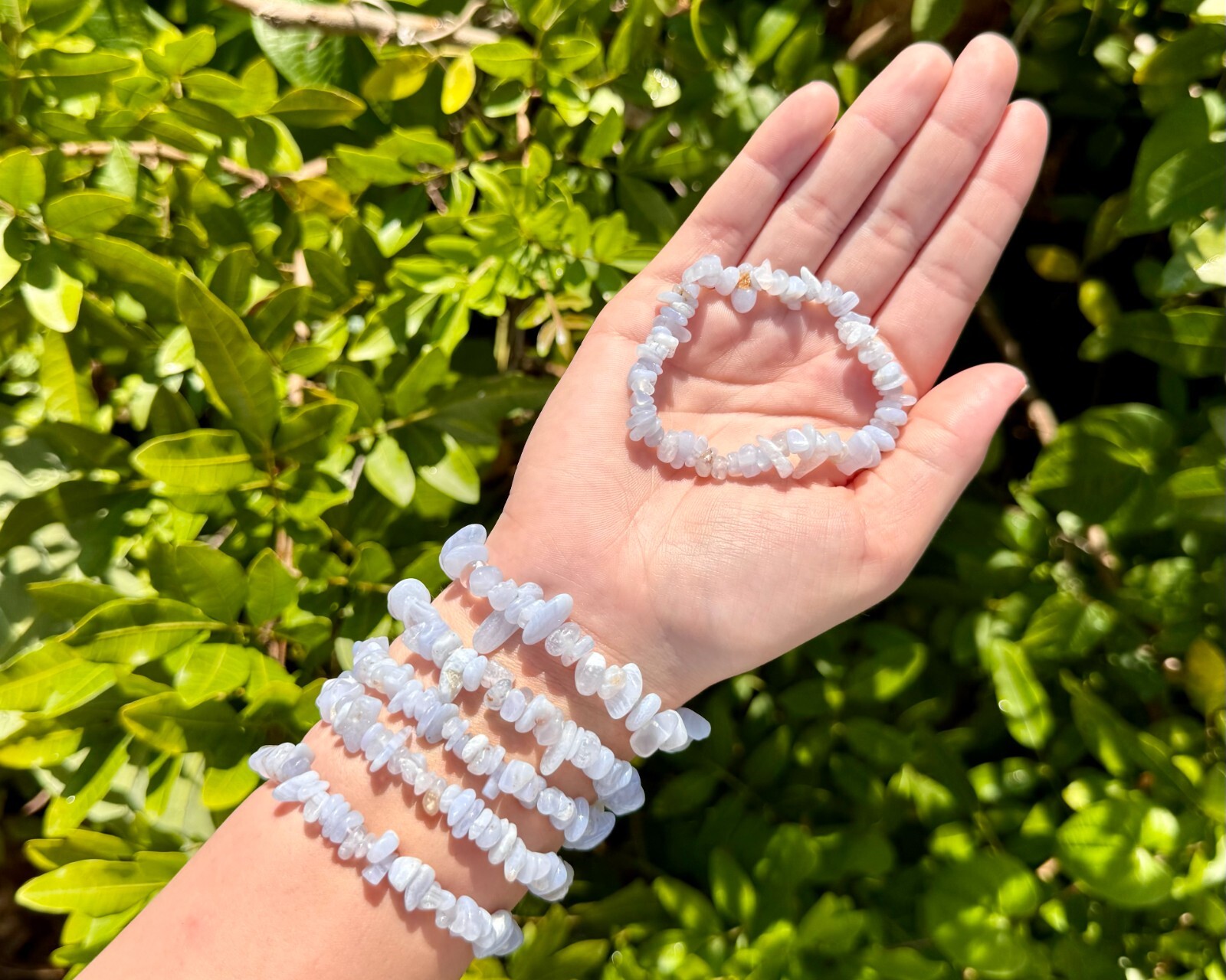 Blue Lace Agate Chip Bracelets (Crystal Bracelets, Blue Lace Agate Bracelet)