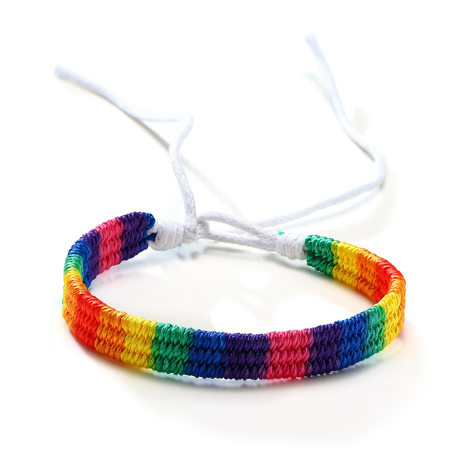 2pcs Rainbow LGBT Lesbian Gay Pride Friendship Briaded Rope Adjustable Bracelets
