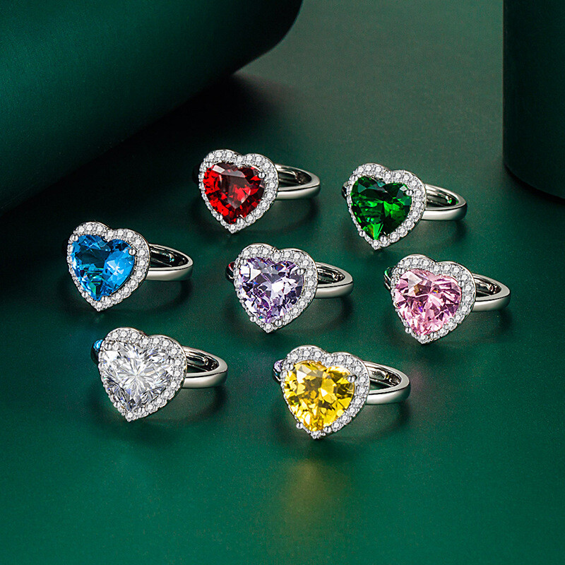 US Women 8MM Copper CZ Heart Ring Size 6-12 Engagement Wedding Christmas Gift