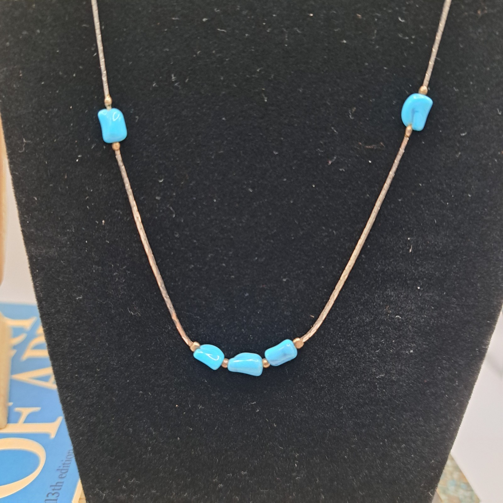Delicate Vintage Turquoise Long Station Necklace