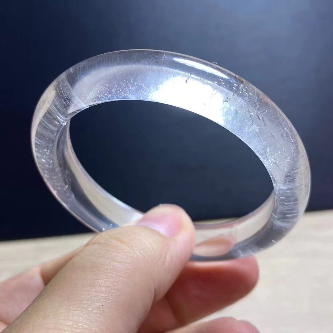 53mm Natural White Crystal Phantom Quartz Crystal Bangle AAAA