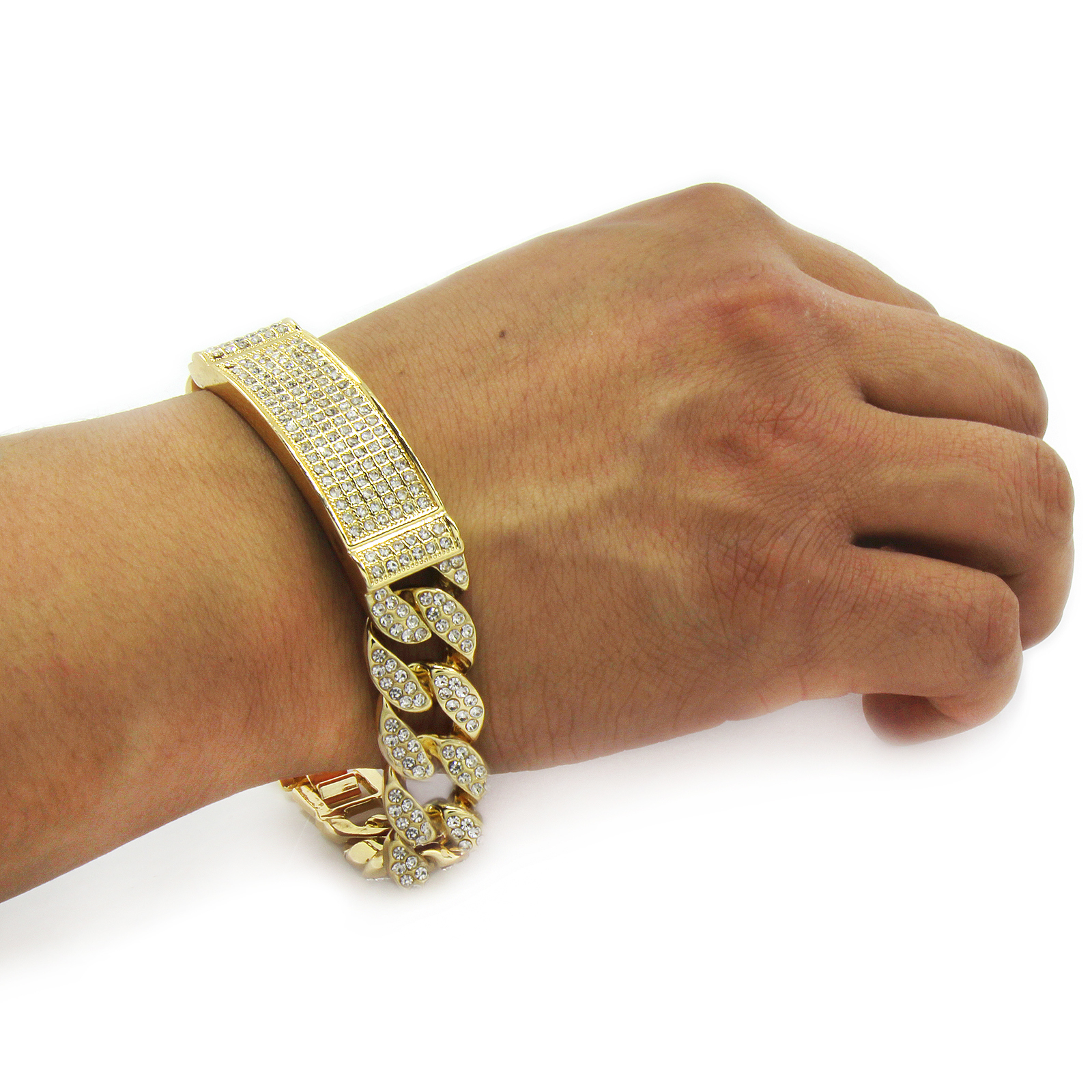 Men’s Hip Hop Bracelet Gold Plated Cubic-Zirconia Miami Cuban