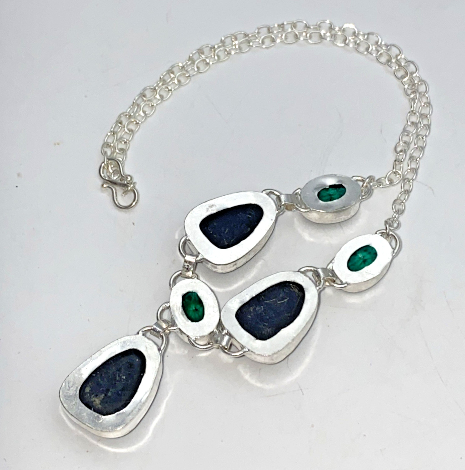.925 Sterling Silver Dichroic Glass Handmade Chain Necklace