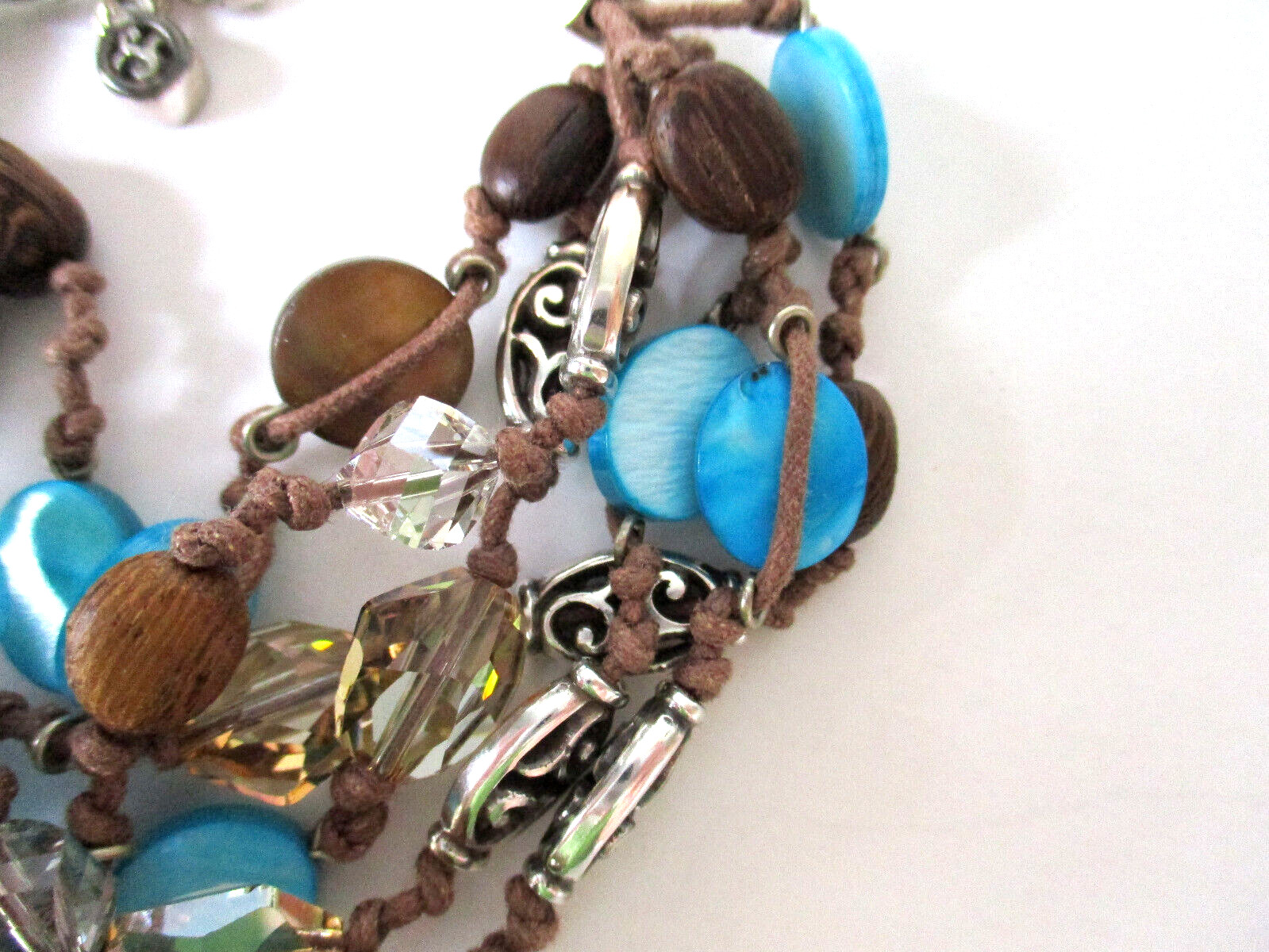 Brighton Riviera Blue Lagoon Bracelet Brown & Blue Beads Silver Plated