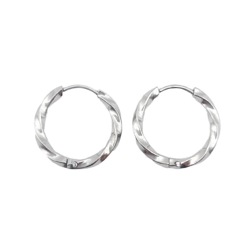 Women Girl 316L Stainless Steel Silver Gold Twisted Huggie Hoop Earrings AC1