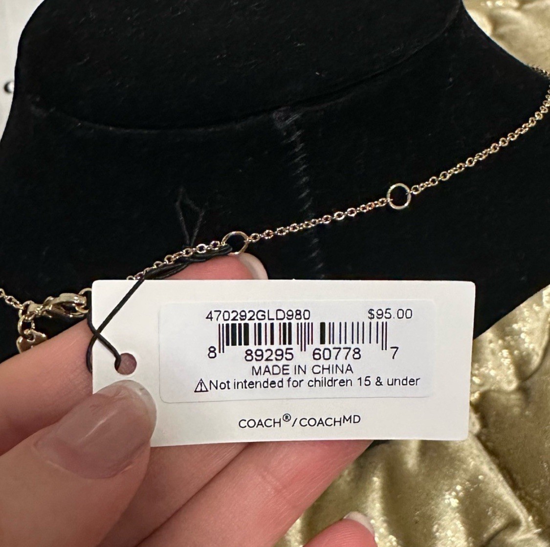 NWT! COACH Gold/Rainbow T-Rex Charm Necklace