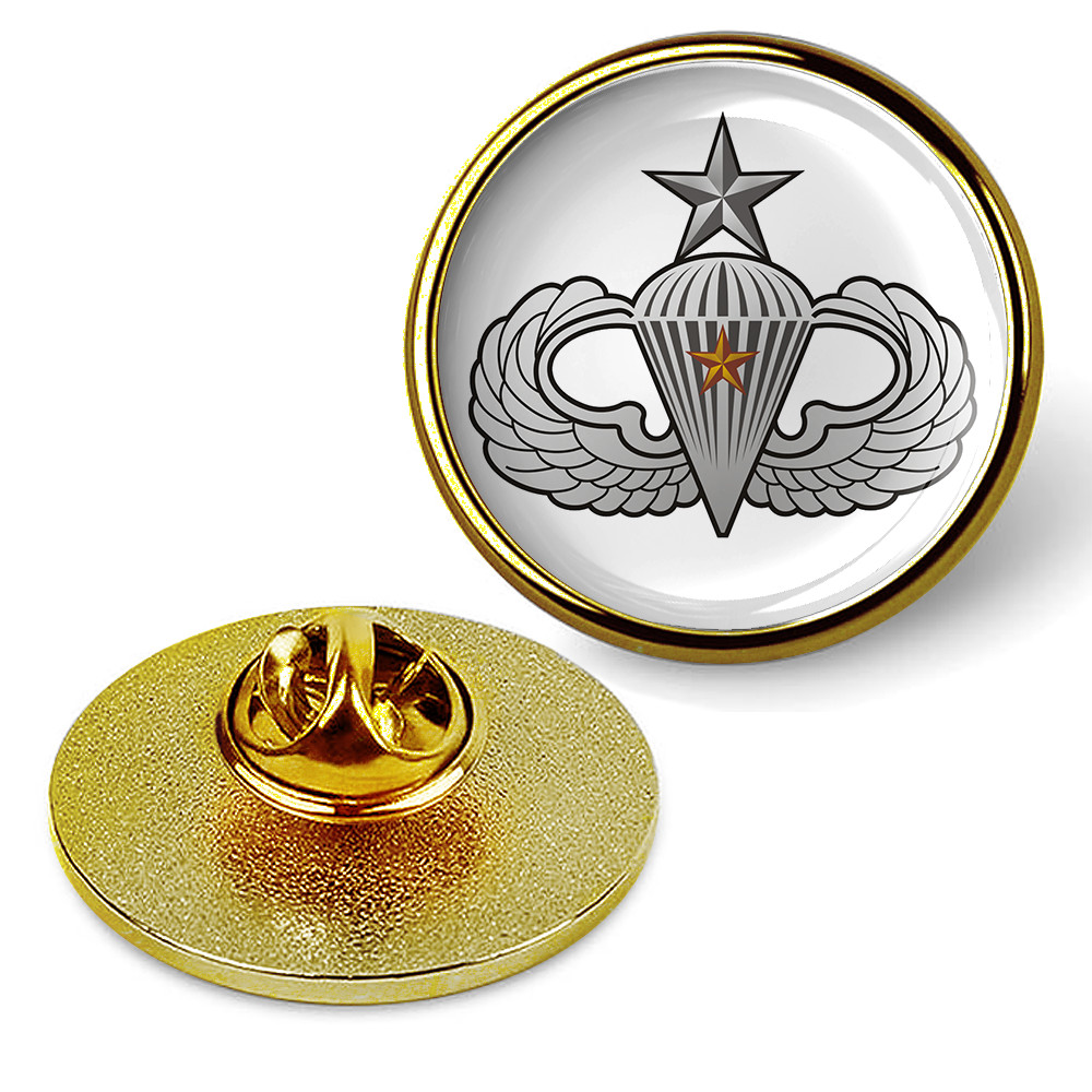 Senior Jump Wings with 1 Combat Star Tie Suit Shirt Lapel Pin