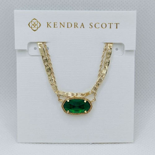 Kendra Scott Elisa Multi Strand Gold Pendant Necklace In Jade Green