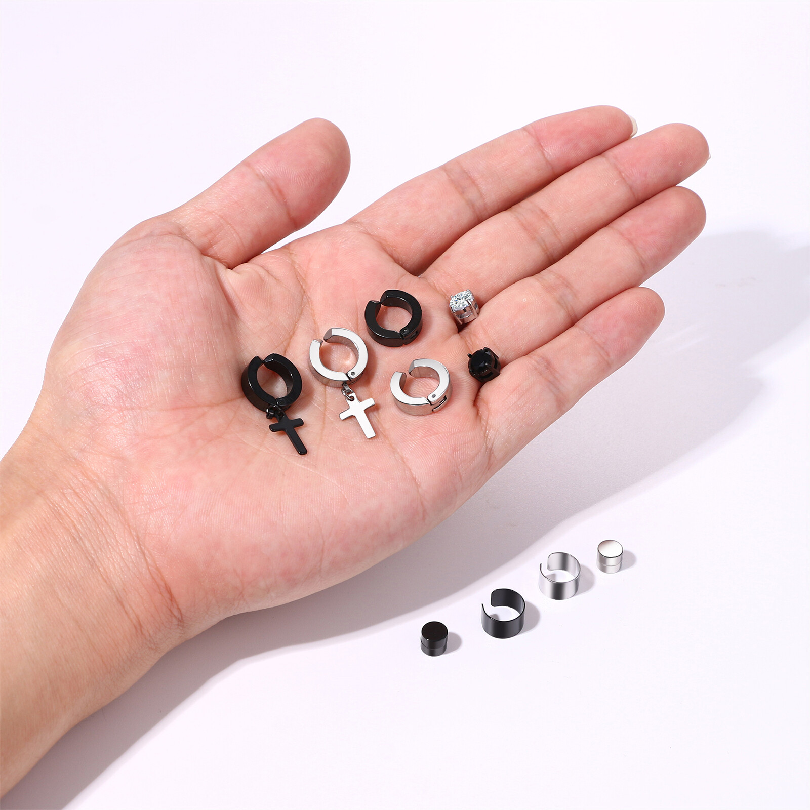 10 Pair Men Women Stainless Steel Magnetic Stud Earrings Non Piercing Clip on US