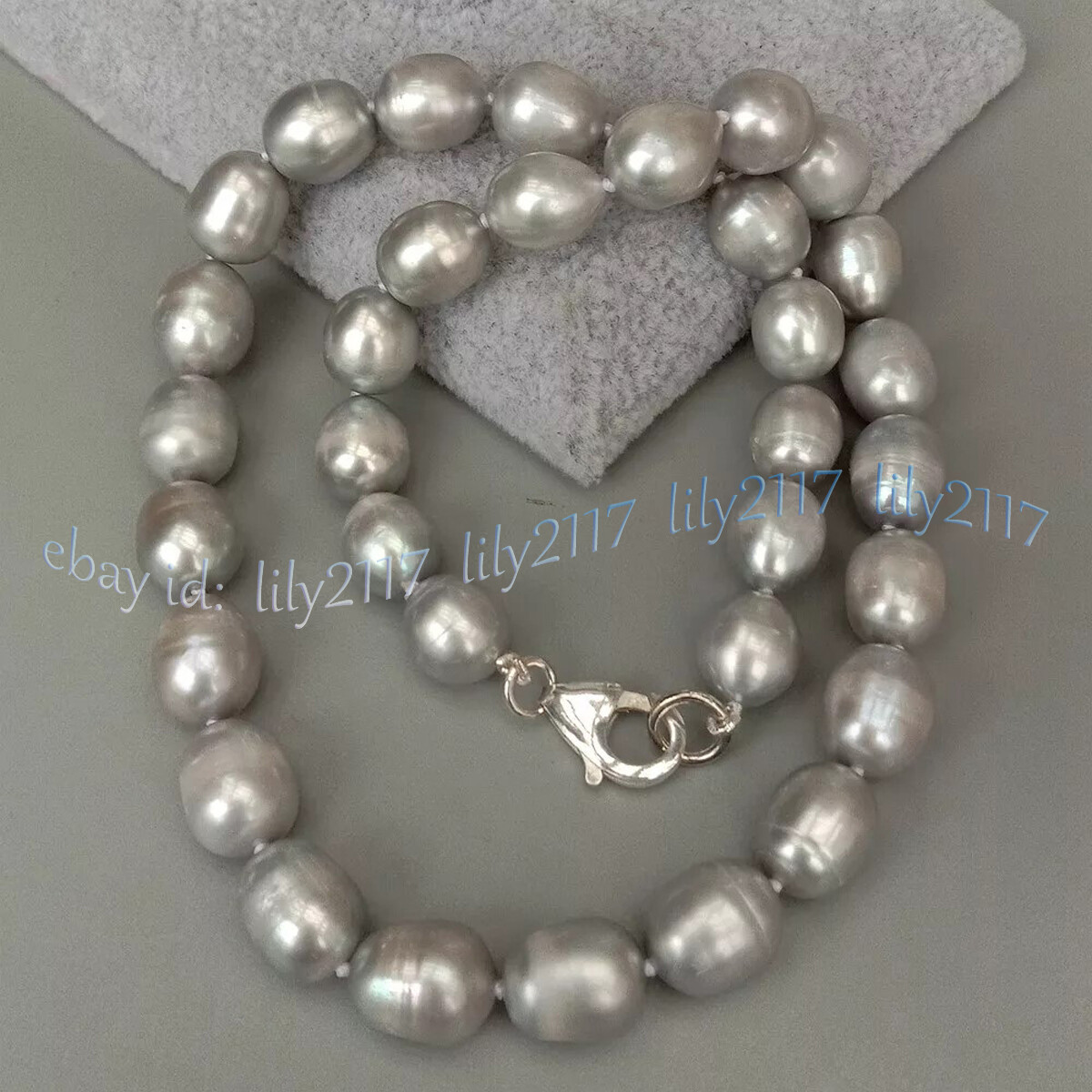Natural White Black Gray Pink Purple Rice Cultured Pearl Necklace Silver Clasp