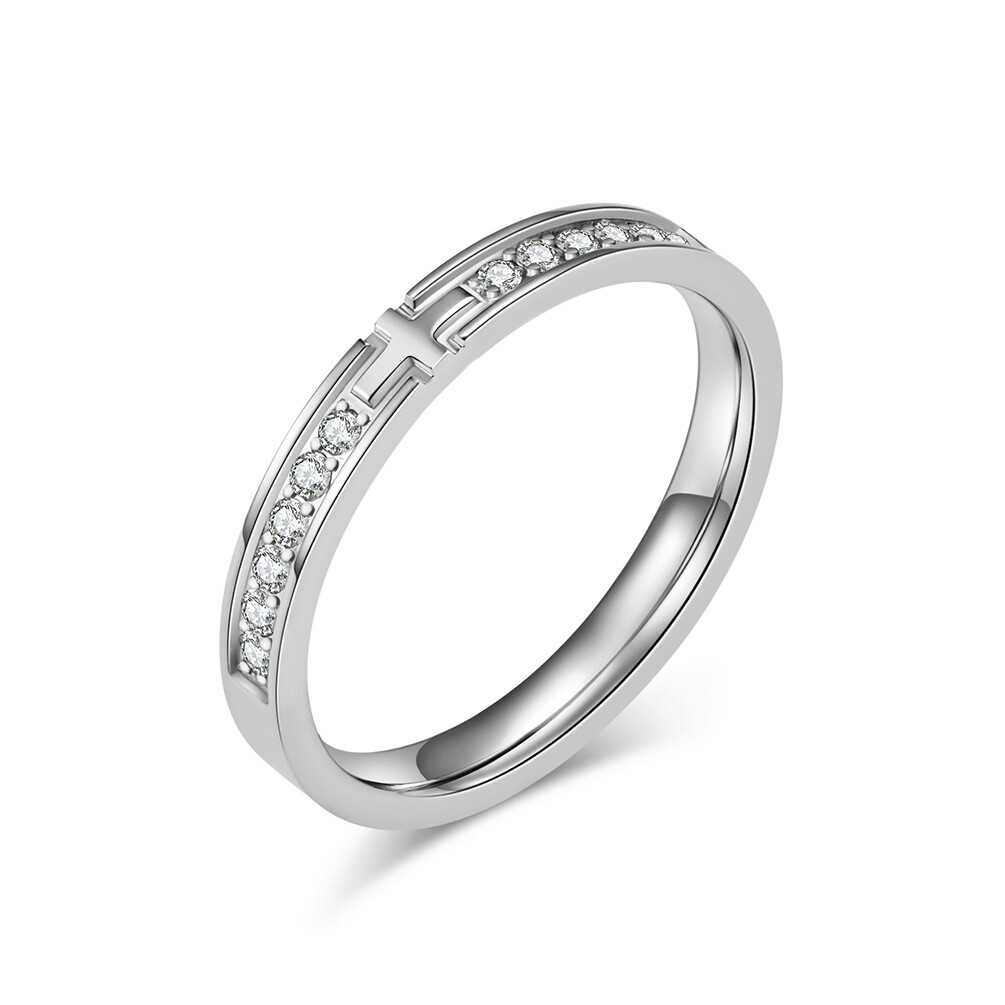 Women Girl Eternity Stackable Stainless Steel Band Ring Statement Wedding Gfit