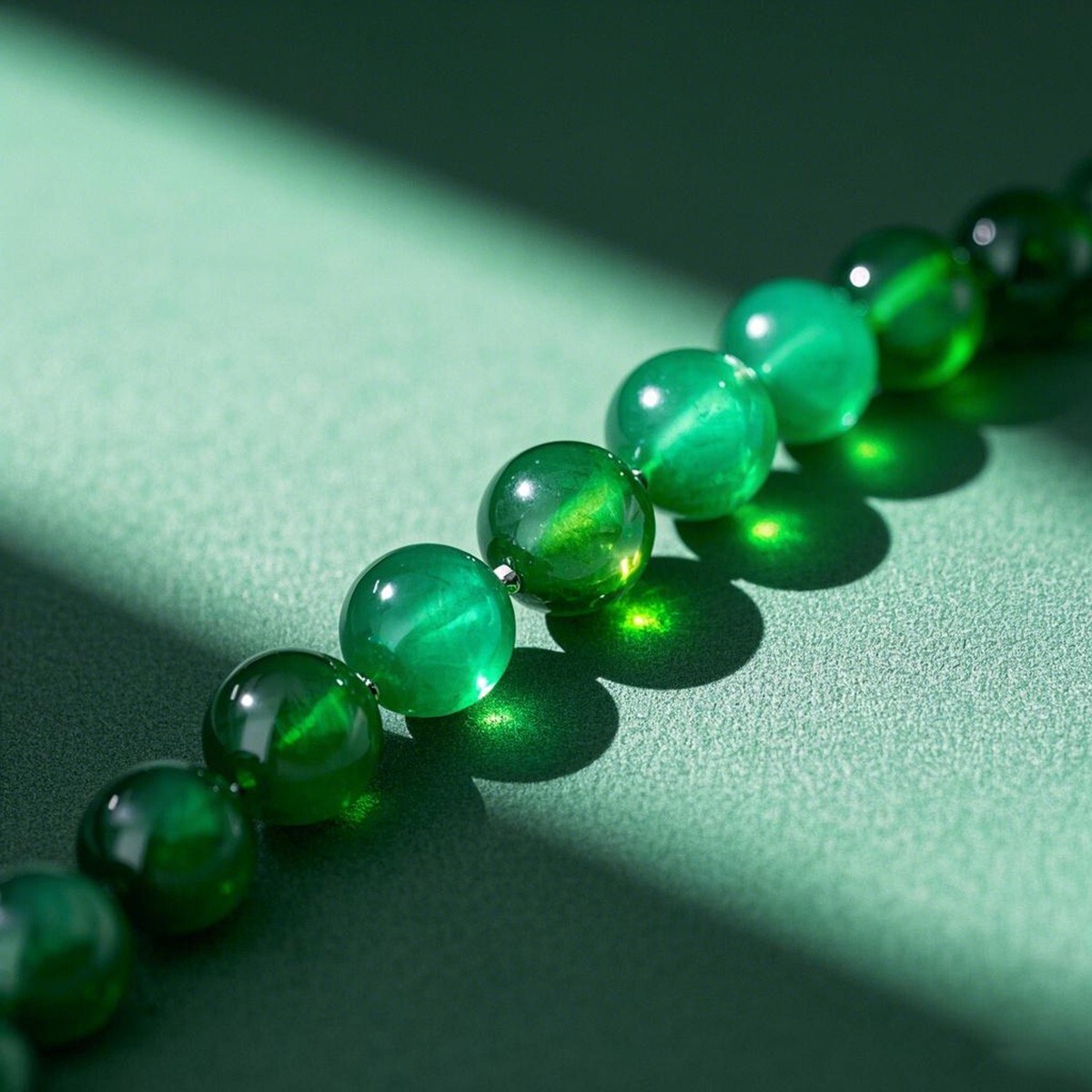Natural Emerald Elastic Stretch Bracelet 8mm Round Crystal Gemstone Beads