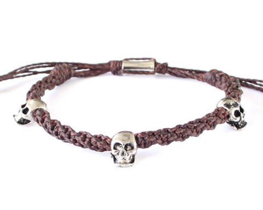 Authentic Wakami Unisex Noir Daring Bracelet Skull Metal Beads BLACK or BROWN