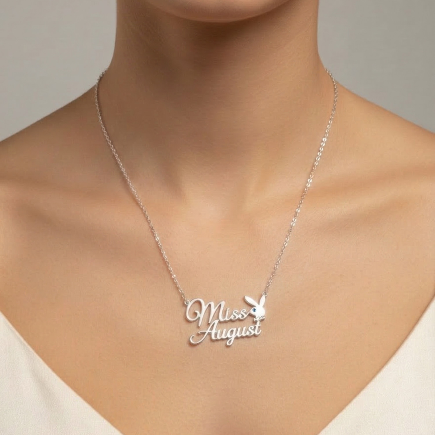 PLAYBOY MISS August w/BIRTH MONTH STONE Necklace jewelry