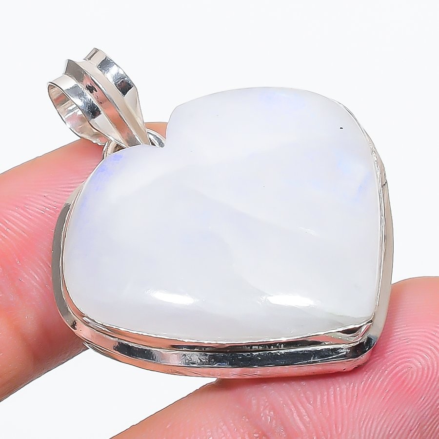 Rainbow Moonstone Heart Shape Gemstone Pendant Handmade Jewelry 1.7″ FP 3247