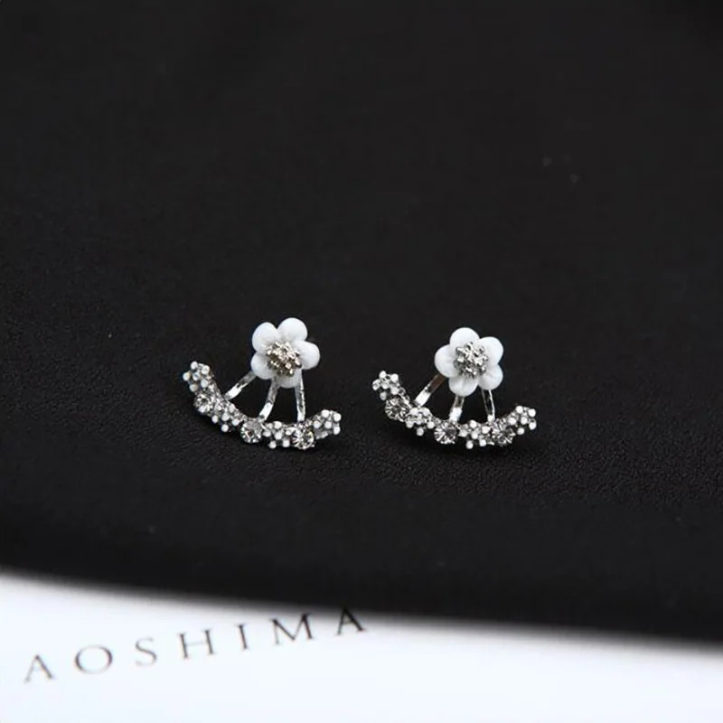 Korean Fashion Daisies Stud Earrings Simple Flower Double Sided Women Jewelry