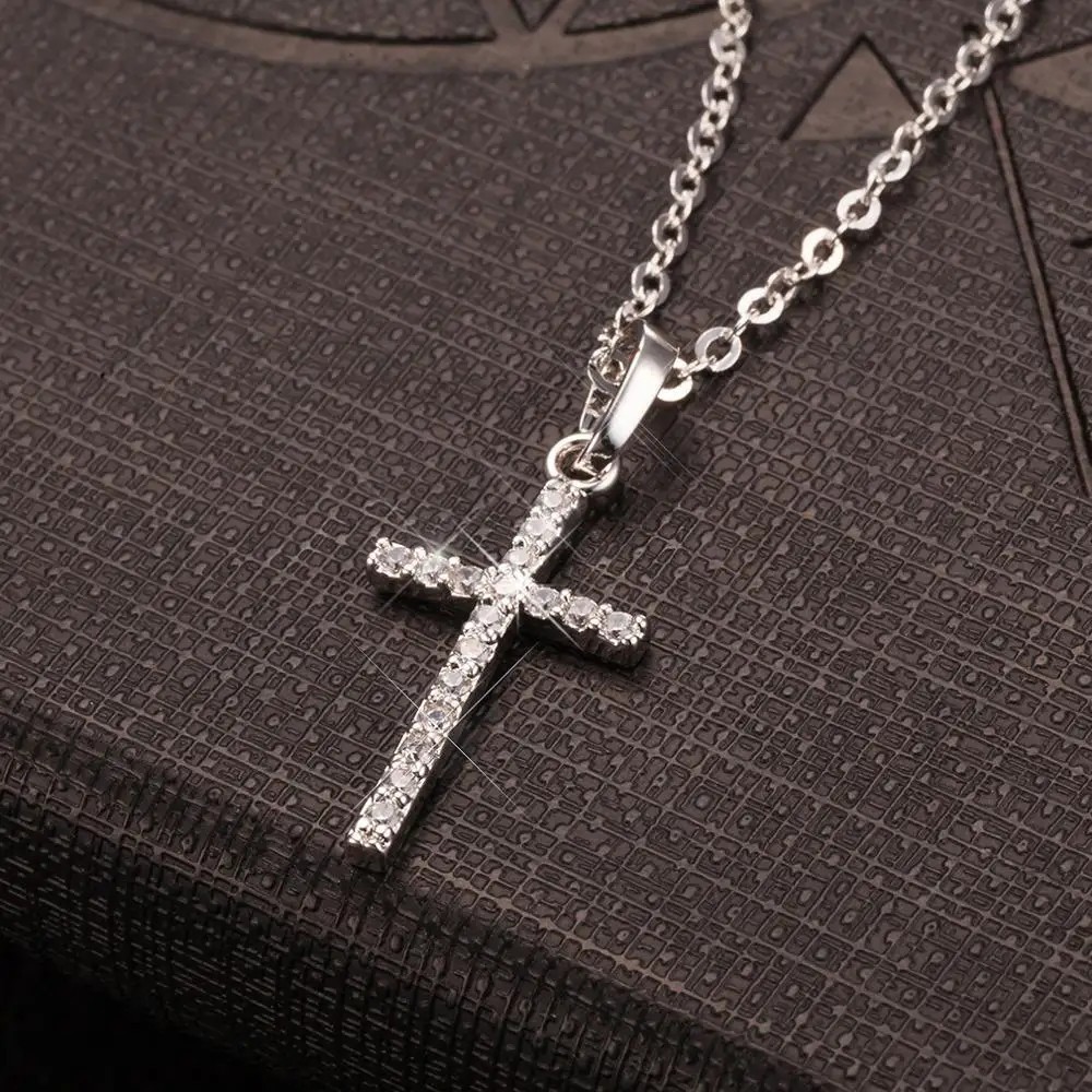 Simple Silver Gold Plated Cross Pendant Necklace Women Men’s Jewelry Gift