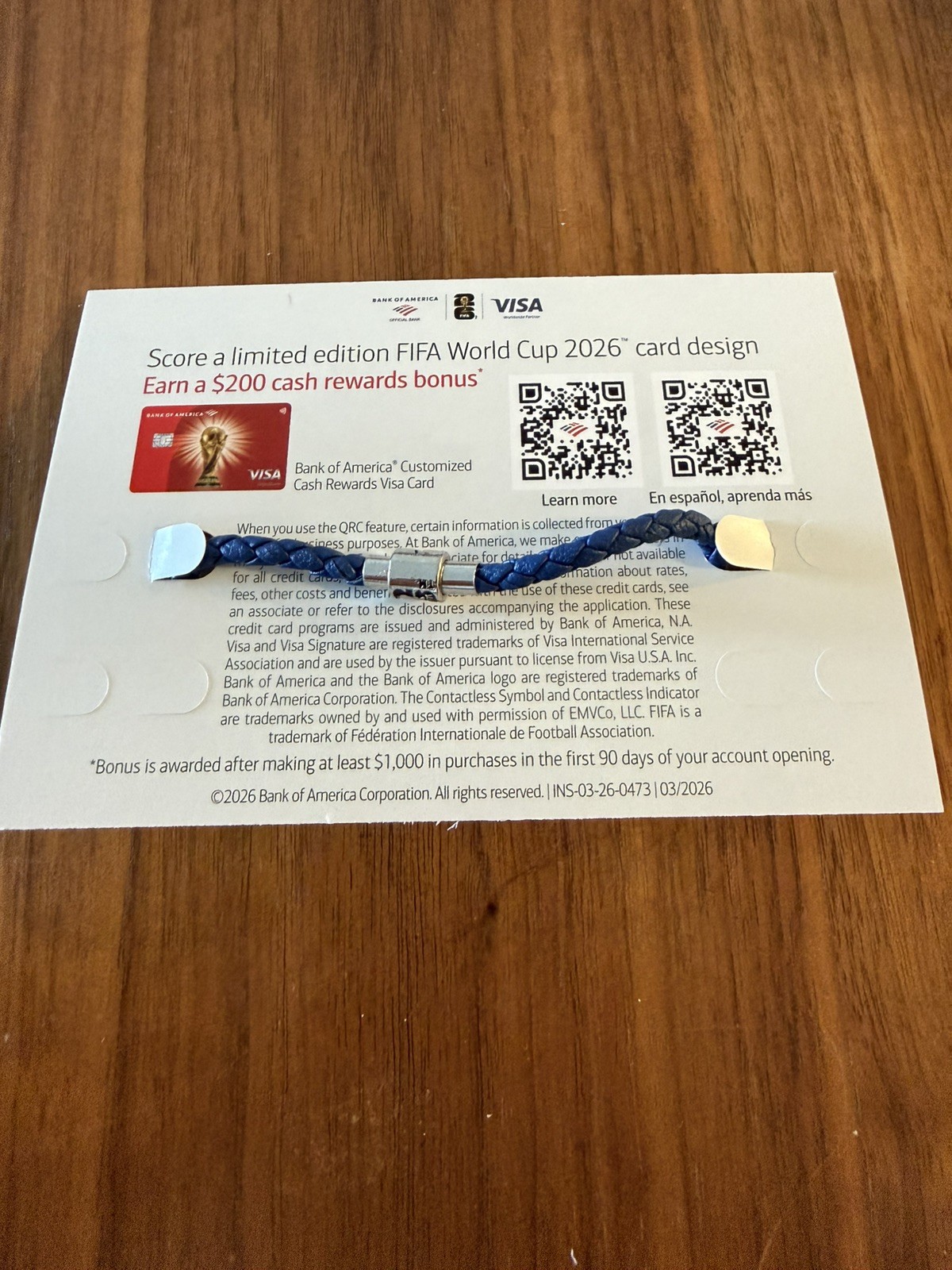 Bank of America FIFA World Cup 2026 MIAMI EXCLUSIVE Blue Bracelet