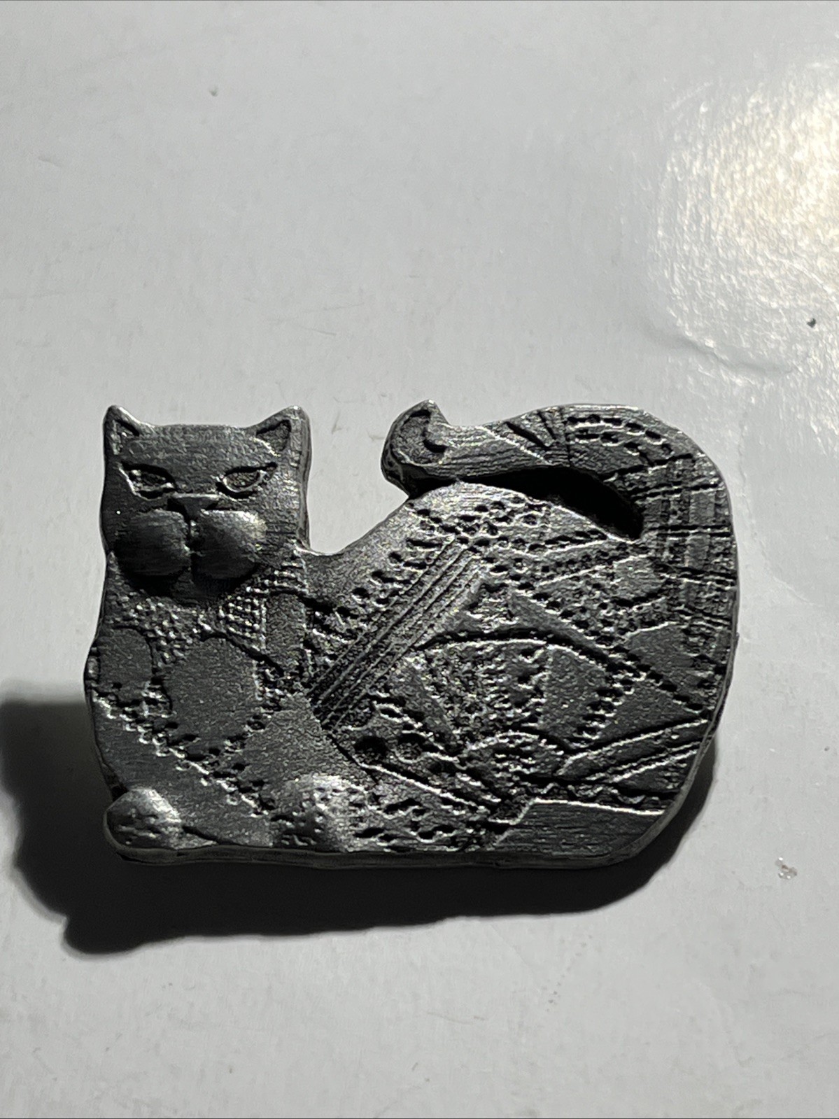 Lora Roche Patchwork Cat Brooch Made Of Pewter 2004