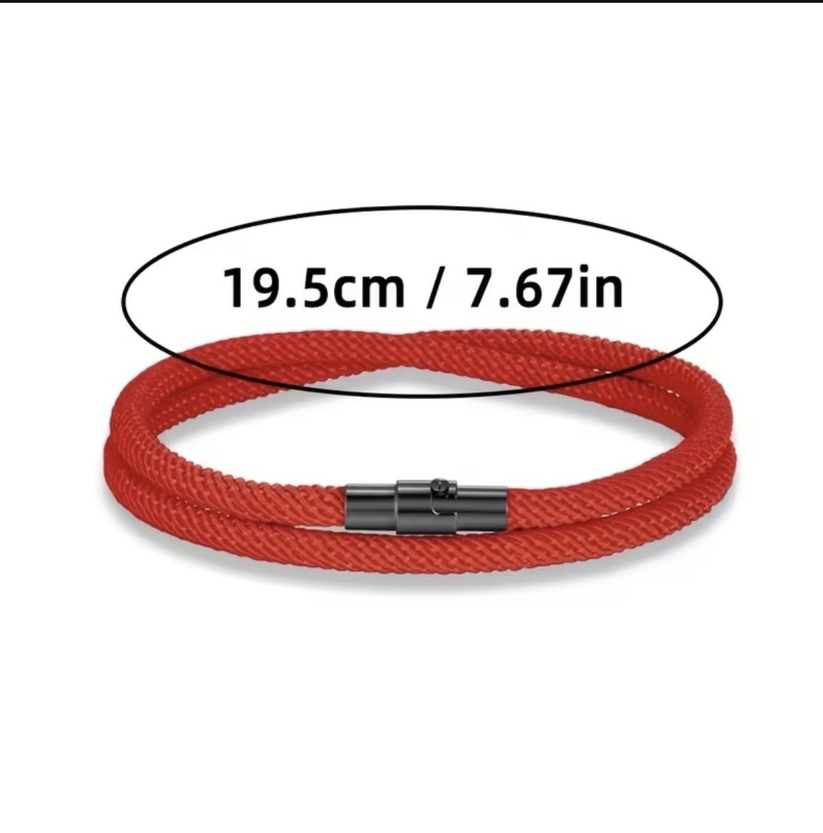 Men’s Double-Layer Survival Bracelet, Red, 4 mm / 19.5 cm