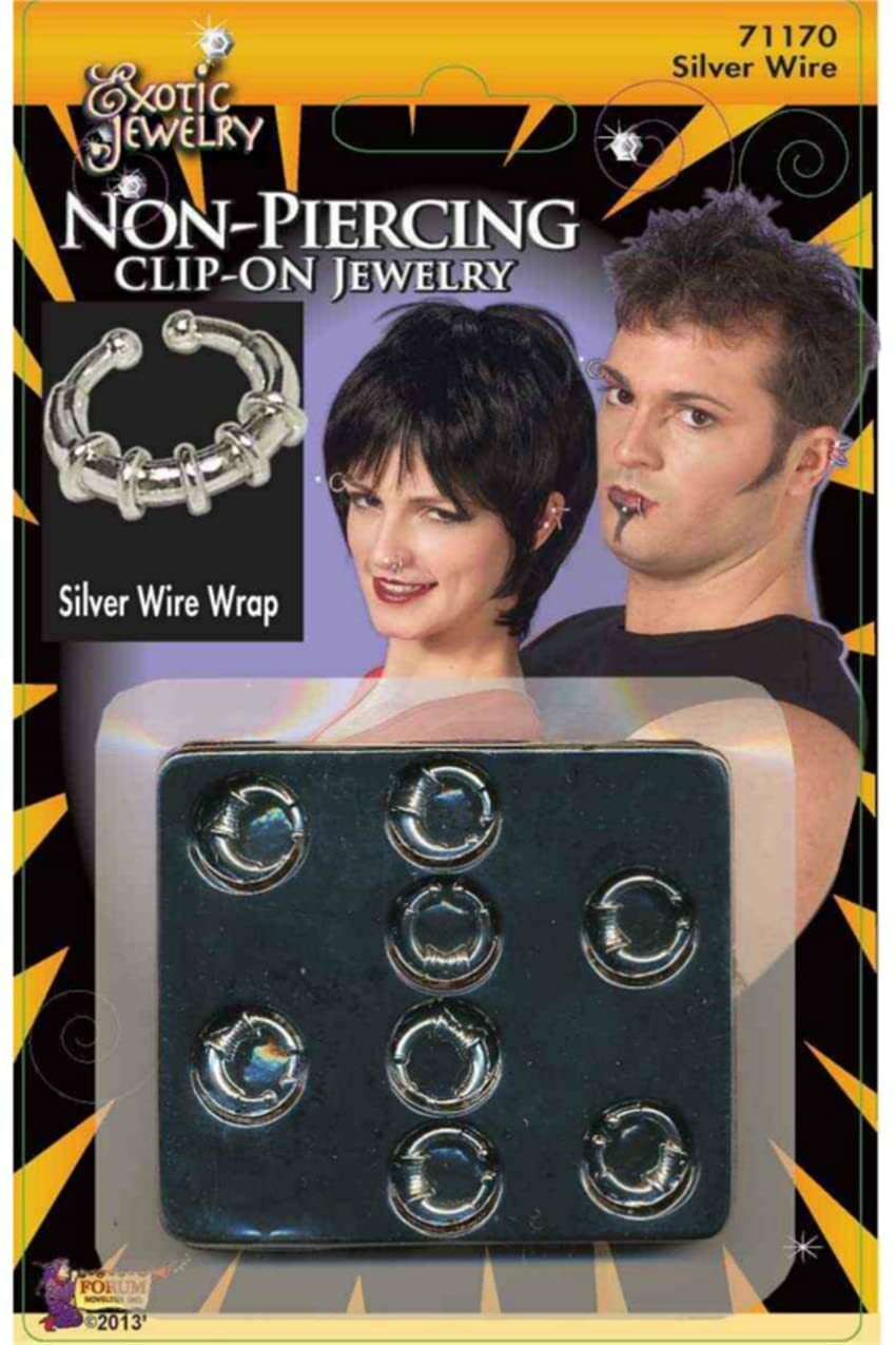 Wire Wrap Clip-On Body Piercing (Silver) Adult Accessory