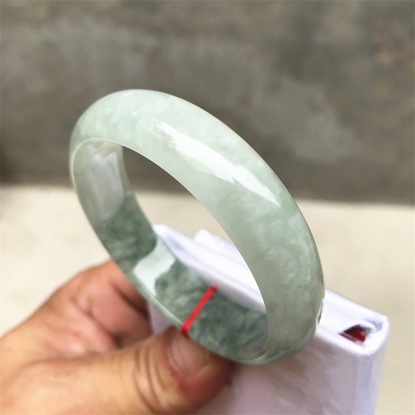 53MM Natural Ice Green Jadeite Jade Bracelet Burma Emerald Jade Bracelet