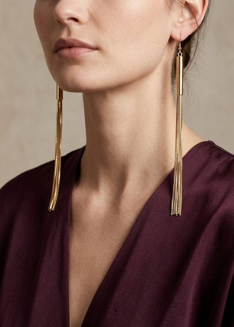 Gold Tone Tassle Earrings