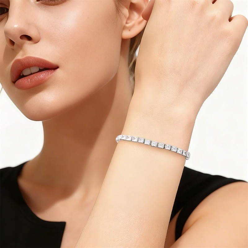 KUNSIR Tennis Bracelet for Women Sterling Silver Elegant Bracelet Jewelry Gifts