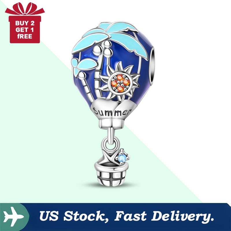 KUNSIR 925 Sterling Silver Hot Air Balloon Bead, Sweet Travel Charm For Bracelet