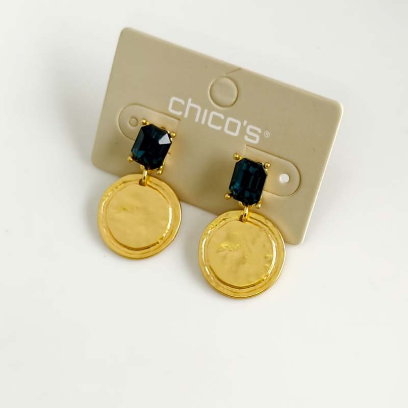New 33mm Chicos Square Tag Drop Earrings Gift Chic Women Party Vacation Jewelry
