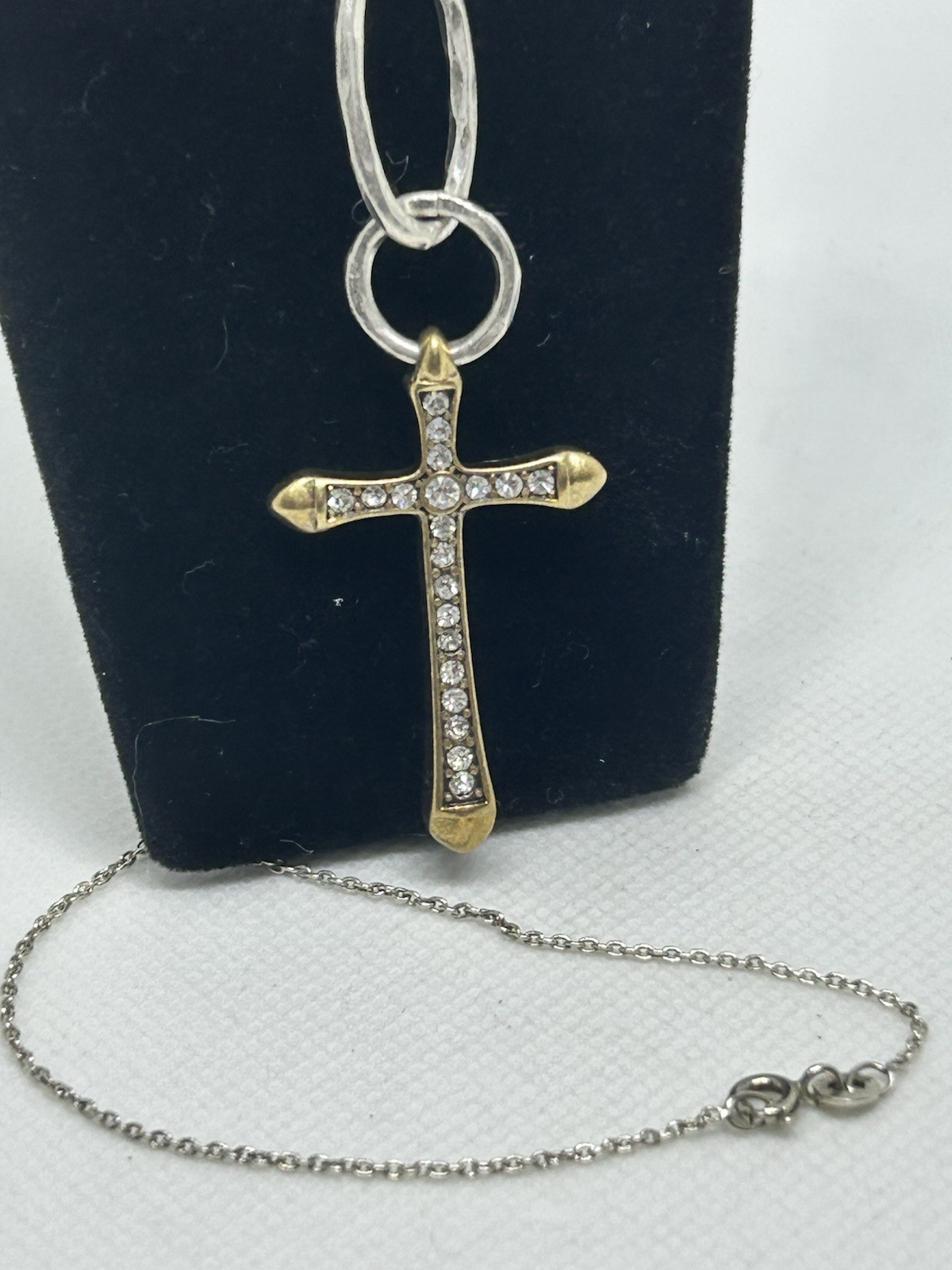 925 Sterling Silver Crystal Cross Pendant Necklace Two Tone Gold Silver India